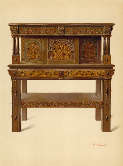 Oak Standing Buffet, Property of Edward Quilter by Shirley Charles Llewellyn Slocombe